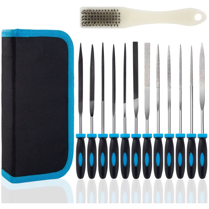 [NUNCA USADO] 13 limas y escofinas de acero al carbono/diamante, 150 mm, planas, redondas, semicirculares, triangulares y de aguja para madera,