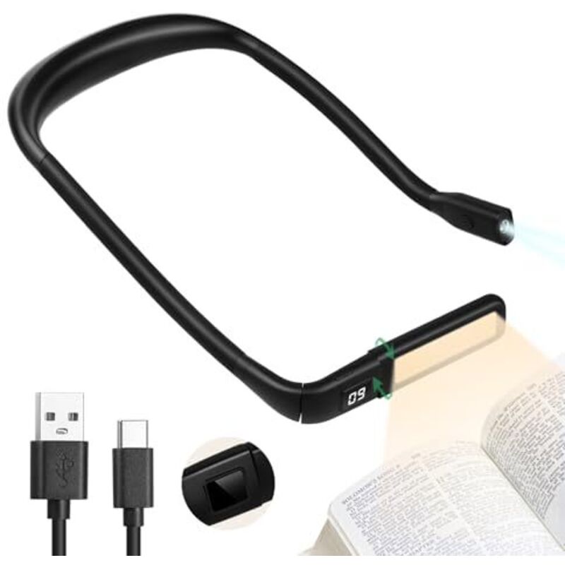 [JAMAIS UTILISÉ]Liseuse Lampe de Lecture de Cou, LED-Display Rechargeable 3 Couleurs Lampe Lecture au Lit Bras Pliables pour la Lecture, le Tricot,