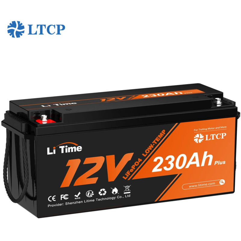 Jamais utilisé] Litime Batterie Lithium LiFePO4 12V 230Ah, bms 200A, Protection contre le froid, 2944Wh, Max.15000 Cycles pour Camping Car, Caravane,