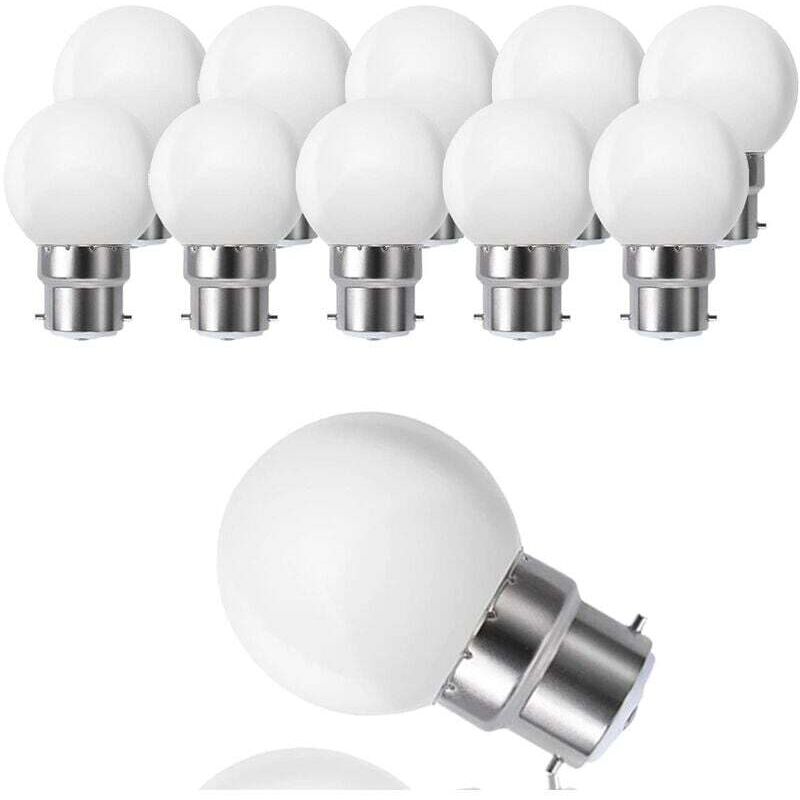 Dpzo - jamais UTILISÉ]Lot de 10 globes led B22 G45, blanc chaud 3500 k, 3 w G45, 180 lm, boîtier en polycarbonate mat, non dimmable [Classe
