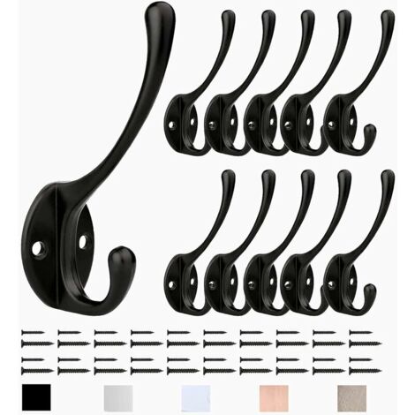 [JAMAIS UTILISÉ]Lot de 10 patères, patères vintage avec vis en métal crochets muraux, pour chambre à coucher crochets à chapeaux salle de bain cuisine (noir)
