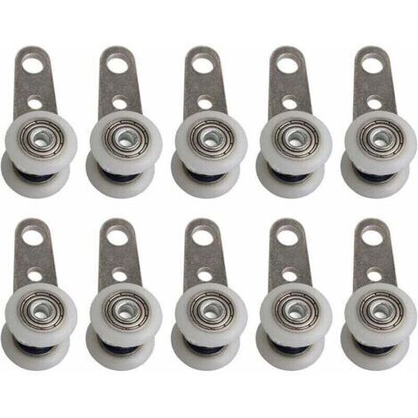[JAMAIS UTILISÉ]Lot de 10 roulettes pour portes-fenêtres ou portes coulissantes - Métal et plastique - 4,5 x 1,9 cm