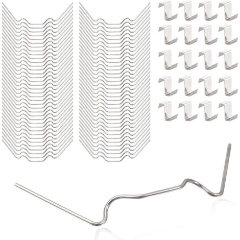 [JAMAIS UTILISÉ]Lot de 100 clips de fixation pour verre de serre avec 50 clips de fixation pour vitrage de serre et 50 clips en Z pour vitrage de serre en acier inoxydable