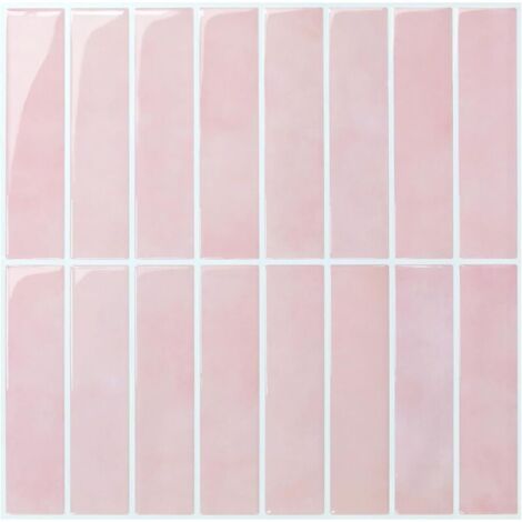 [JAMAIS UTILISÉ]Lot de 12 (30,5 x 30,5 cm) de papier peint adhésif 3D imperméable pour cuisine et salle de bain, motif carreaux en PVC rose