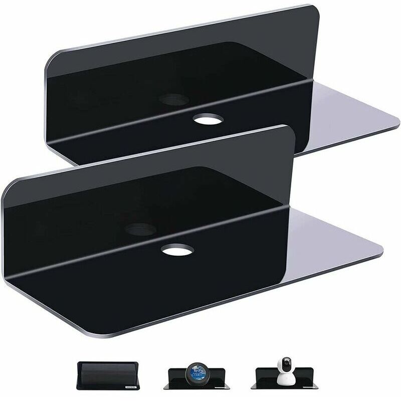 [JAMAIS UTILISÉ]Lot de 2 étagères murales noires extensibles sans dommage - dimensions de 22,9 cm - en acrylique pour haut-parleur intelligent,