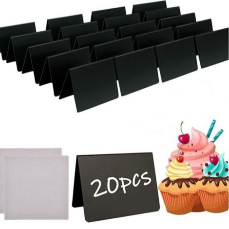 [JAMAIS UTILISÉ]Lot de 20 Mini Tableau Noir, Mini Panneau D'affichage, Petit Tableau Noir pour Boulangerie, Buffet, Mariage, Fêtes, Signes pour la Nourriture (10 x 7.6 cm)