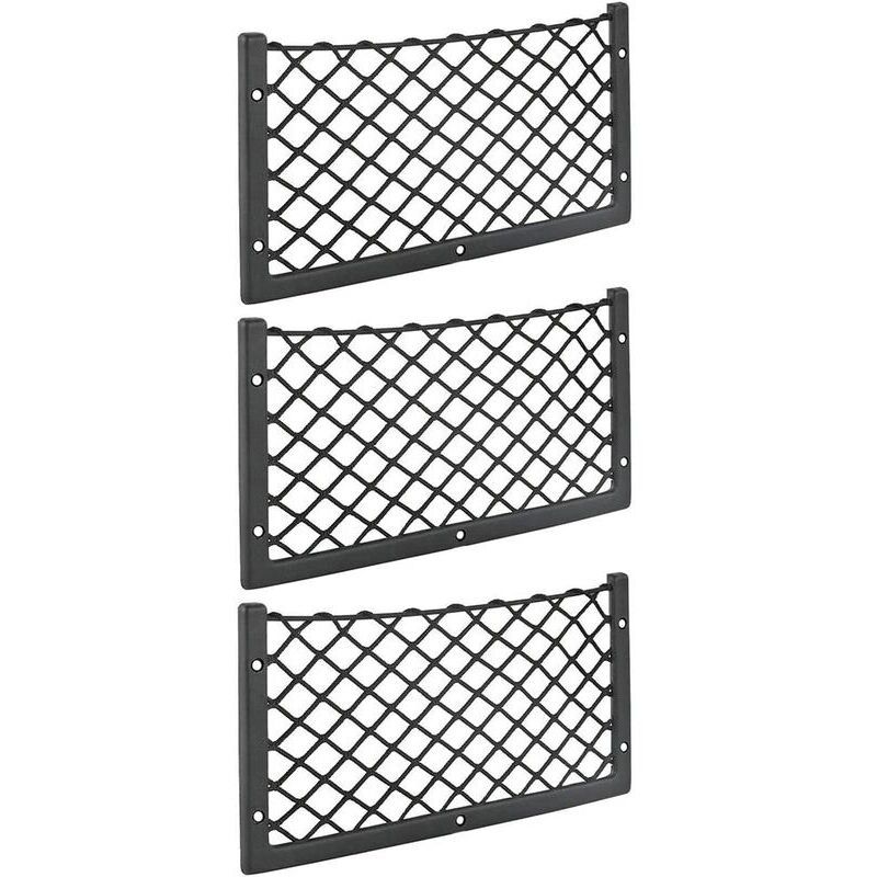 [JAMAIS UTILISÉ]Lot de 3 Filets de Rangement pour Voiture - 36 x 18 cm - Élastiques - Pour Van, Caravane, Camping-Car, Camion