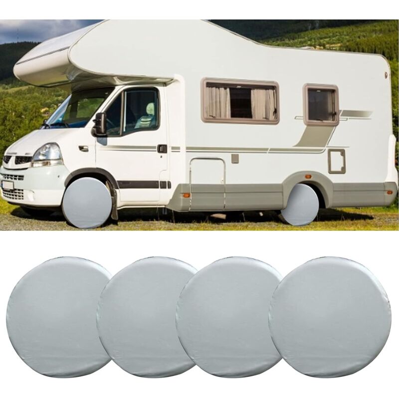 [NUNCA USADO] Paquete de 4 fundas para neumáticos, universales e impermeables, para caravanas, remolques, autocaravanas, coches y camiones (27-29