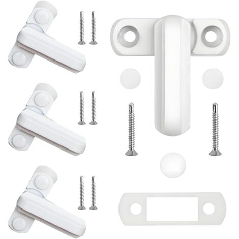 [JAMAIS UTILISÉ]Lot de 4 Sécurité de Fenêtre Serrure de Fenêtre en Métal Blanc Sécurité Fenêtre Anti-Intrusion pour Différentes Portes et Fenêtres et Sécurité de la Maison