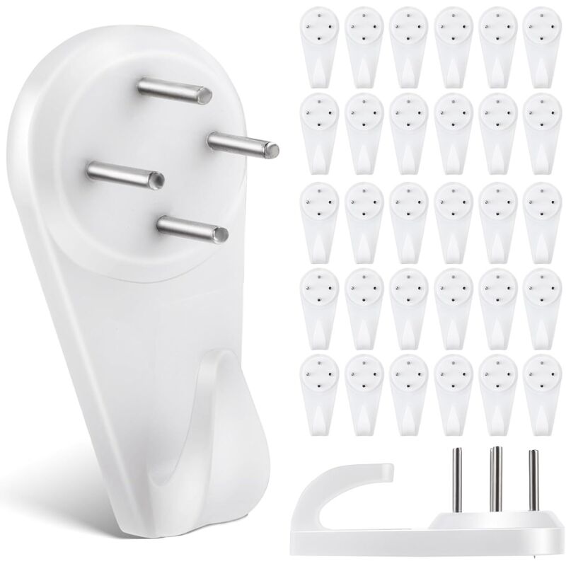 [NUNCA USADO] 50 ganchos de pared blancos sin taladrar - Ganchos invisibles multifunción - Colgadores para cuadros sin taladrar para colgar marcos de