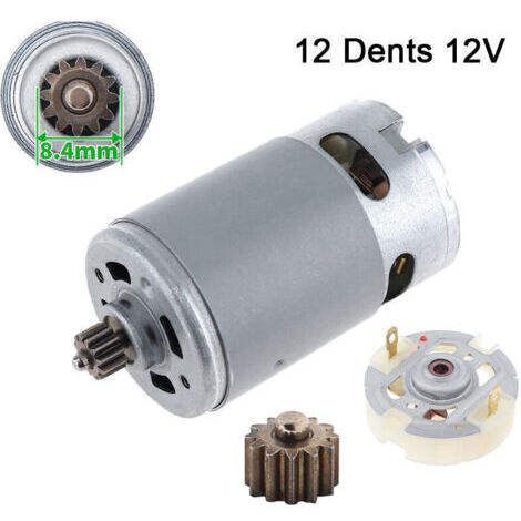 [JAMAIS UTILISÉ]Moteur CC RS550 à 12 dents - Moteur à balais - 12 V, avec 1 pignon à 12 dents et porte-balais de rechange