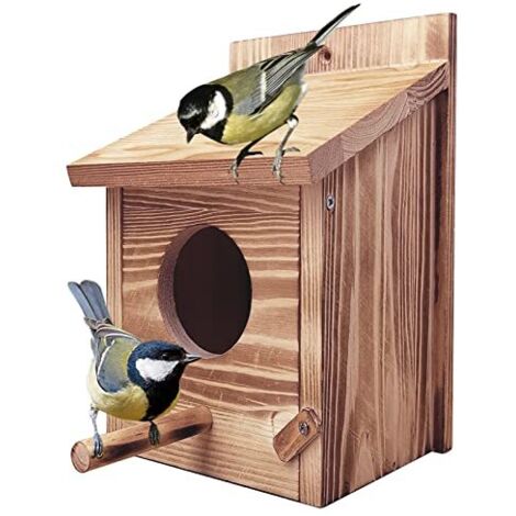 [JAMAIS UTILISÉ]Nichoir Oiseaux Exterieur Mesange, Voliere Oiseaux Exterieur Bois, Maison Oiseaux Exterieur Suspendue, Cabane Oiseaux en Bois, Nichoir à Oiseaux Massif Verni du Jardin Sauvages Mesange