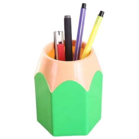 [JAMAIS UTILISÉ]Obelunrp Tasse à crayon, porte-stylo mignon en forme de crayon, porte- en plastique pour enfants, rangement de stylo à brosse maquillage pour les fournitures papeterie maison bureau, t