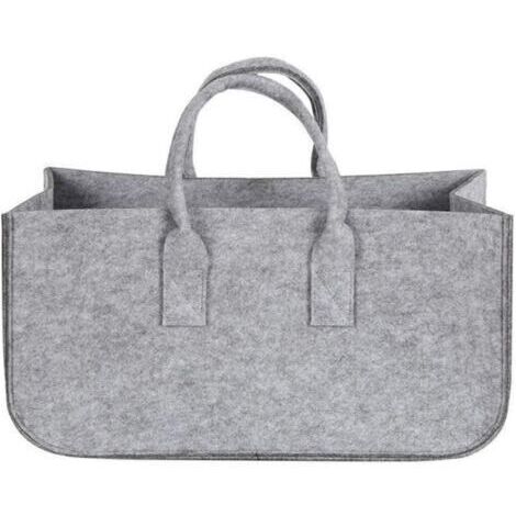 [JAMAIS UTILISÉ]Panier à bûches pliable en feutre pour cheminée, sac de transport pour bois de cheminée, panier de rangement (gris)