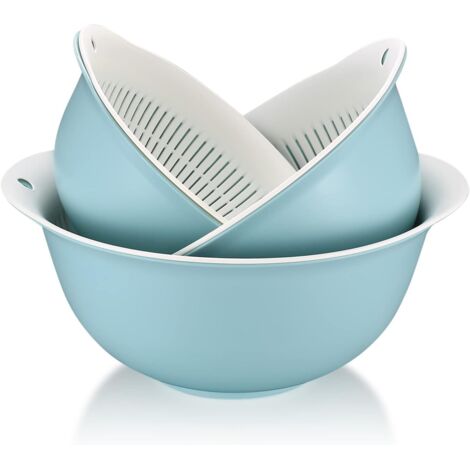 [JAMAIS UTILISÉ]Passoire de Cuisine Plastique, 3 Pièces 2 en 1 Panier de Vidange, Passoire Panier pour Égoutter Légumes Fruits Légumes Laver