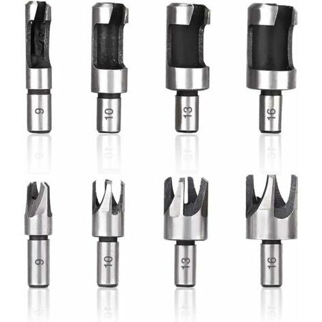 [JAMAIS UTILISÉ]Pièces Fraise à Bouchonner Bois, Mèche à Bouchon Bois 6 mm/10 mm/13 mm/16 mm, Acier Carbone Bois Plug Perceuse pour le Travail du Bois, Forets à Bois à Griffe et Coniques