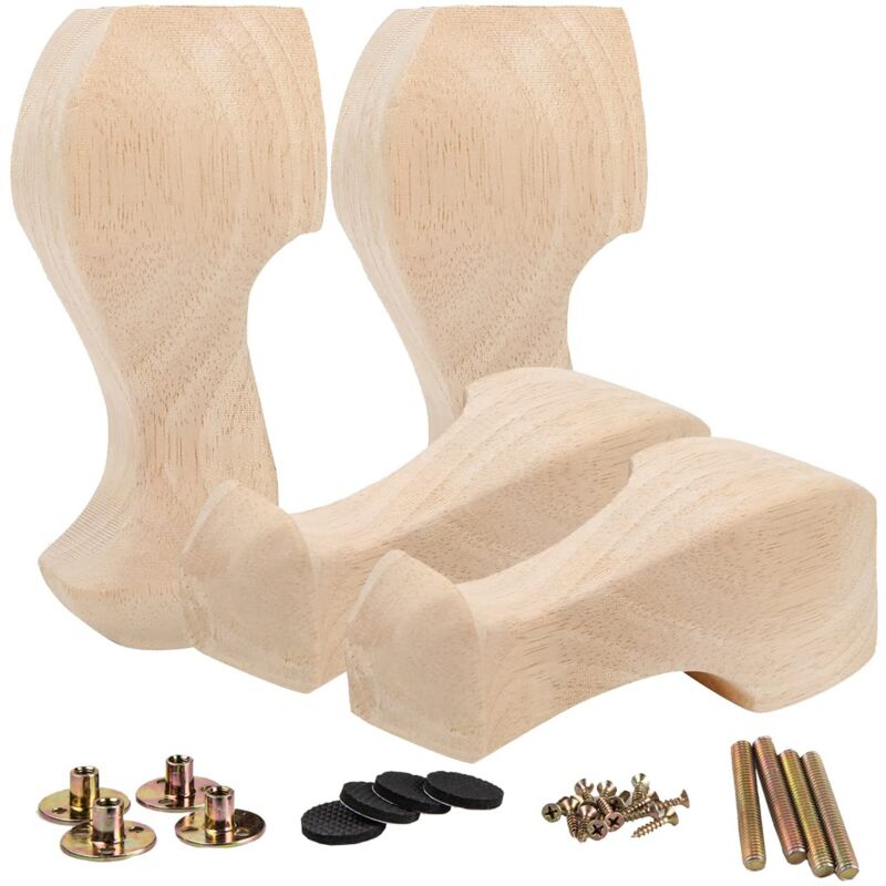 Dpzo - jamais UTILISÉ]Pieds de Meubles en Bois de 6 pouces / 15 cm, Ensemble de 4 Pieds de Remplacement de Meubles sculptés en Bois Massif de Style