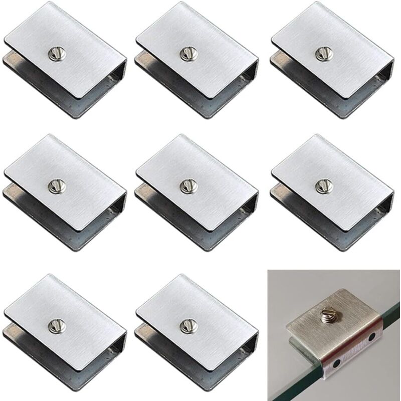 [NUNCA USADO] Abrazaderas para estantes de vidrio, 8 piezas, soportes de pared flotantes para vidrio de 6-10 mm, acrílico y madera - INHHUB