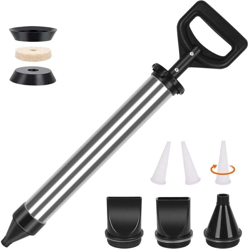 Jamais UTILISÉ]Pistolet à coulis pour mortier - Pompe à mortier en acier inoxydable, seringue à mortier - Manuel, avec 4 buses Dpzo