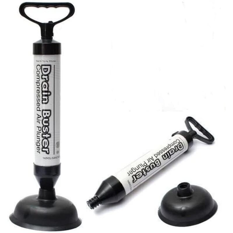 [NUNCA USADO] Bomba desatascadora de inodoro de alta presión, cepillo limpiador de desagües, antiobstrucción, con 2 ventosas para baño, cocina,