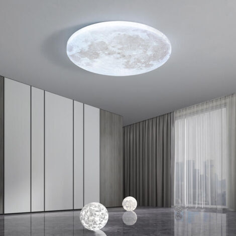 [JAMAIS UTILISÉ]Plafonnier LED , Lampe Lune Plafond avec Télécommande, Ø 38cm, 3000-6500K Dimmable, Fonction Nuit, Applique pour Salon Chambre(380x50 mm) [Classe énergétique F]