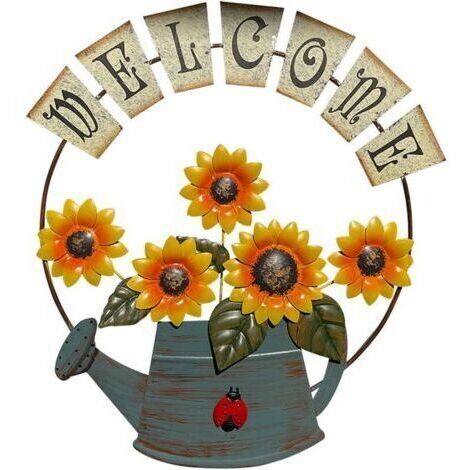[JAMAIS UTILISÉ]Plaque de bienvenue en métal tournesol, décoration pastorale pour porte d'entrée, décoration à suspendre pour maison, jardin, cour, art artisanal Jaune