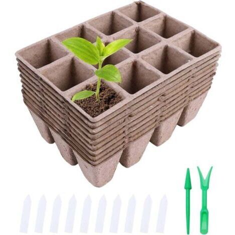 [JAMAIS UTILISÉ]Plateau de semis biodégradable , 10 plateaux de semis, ensemble de plateaux de semis, récipient de germination, pots de semis en fibres biodégradables pour la germination des graines e