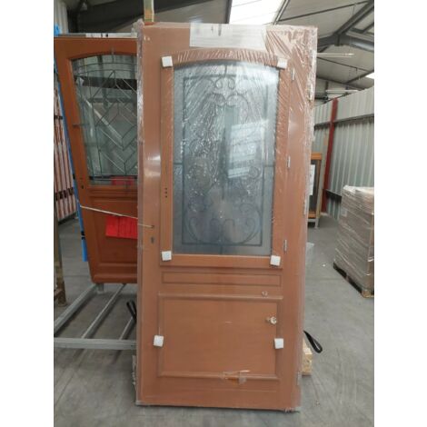 Porte d'entrée bois chêne Pula 90 x h.215 cm poussant gauche