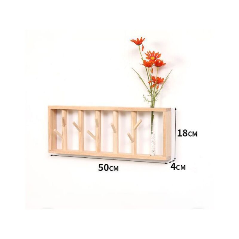 [JAMAIS UTILISÉ]Porte-manteau mural en bois - Crochet porte-manteau avec 8 crochets en métal dépliables pour manteaux, vestes, chapeaux, sacs,