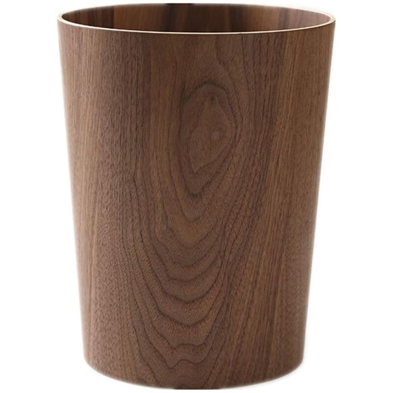 Sunxury - jamais UTILISÉ]Poubelle en bois pour la maison ou le bureau, corbeille ronde japonaise en bois naturel, légère et robuste (bois foncé-A)
