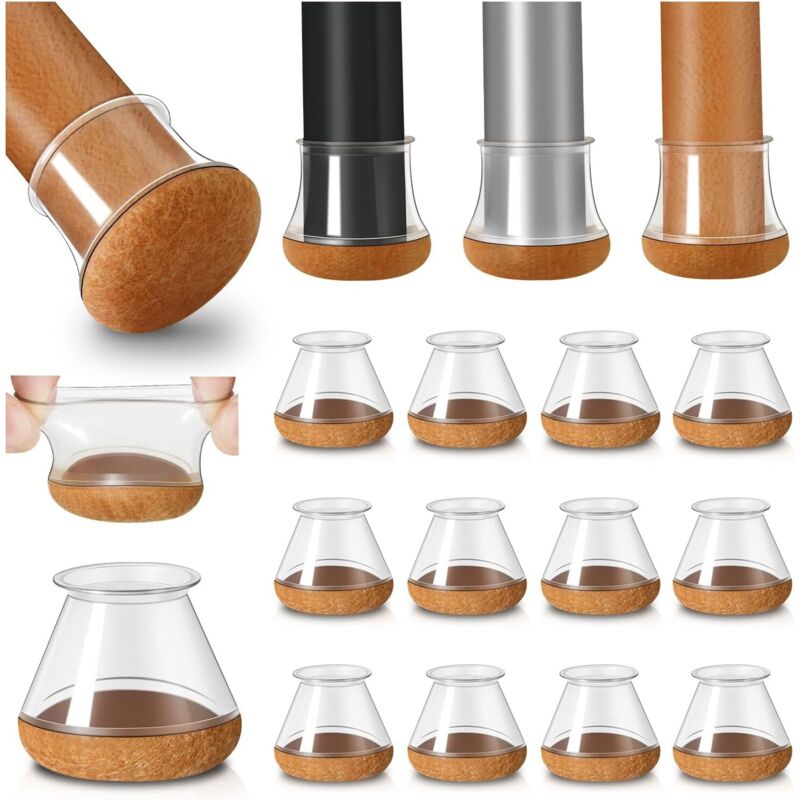 [NUNCA USADO] Protectores de patas de silla, 16 piezas de silicona transparente con revestimiento de fieltro, tapas de silicona para patas de silla,