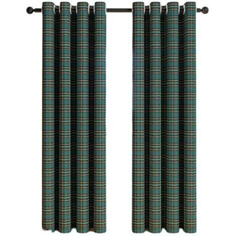 [JAMAIS UTILISÉ]Rideaux Panneaux à Carreaux Écossais et Rayures - Filtration Lumière - Style Maison de Campagne - pour Cuisine/Salon