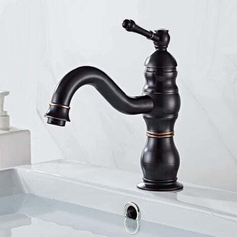 [JAMAIS UTILISÉ]Robinet Lavabo Noir Rétro, Pivotant à 360° Robinet Salle Bain, Mitigeur Lavabo en Laiton, Mitigeur Salle Bain avec Valve en Céramique Neuve