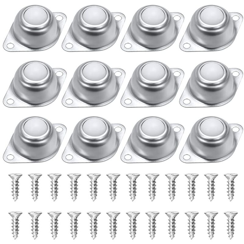 [NUNCA USADO] Ruedas para muebles, paquete de 12, ruedas de transferencia de bolas de nailon y acero inoxidable, con 24 tornillos, para carritos de