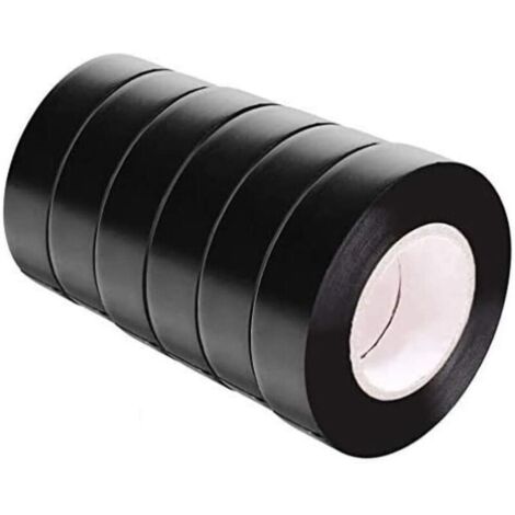 [JAMAIS UTILISÉ]Ruban Adhésif Isolant Électrique en PVC - Rouleaux d'Isolation Thermique pour Réparation Voiture, Vélo, Bricolage, Gaine Électricien - Lot de 6 Noir (18mm x 10m)