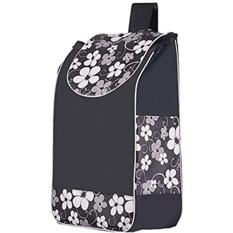 [JAMAIS UTILISÉ]Sac de rangement de rechange en tissu Oxford imperméable pour chariot de courses (fleur noire)