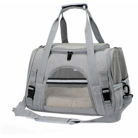 [JAMAIS UTILISÉ]Sac de transport pour chat, cage pour chien pliable et respirante avec sangles réglables, sac de transport pour chaton, chiot, lapin, gris
