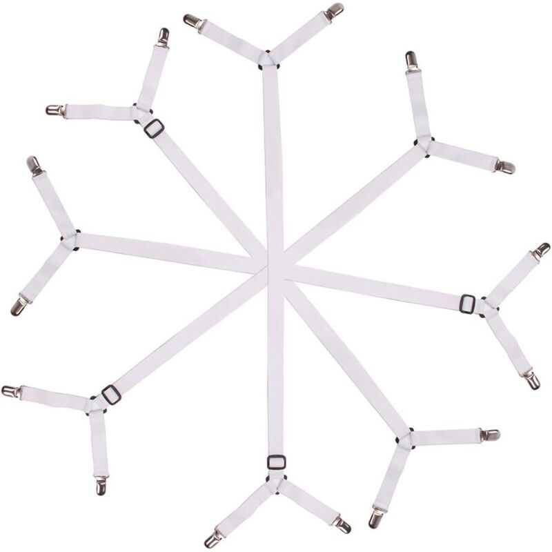 Jamais UTILISÉ]Sangles de soutien réglables pour drap de lit triangulaire pour un matelas lisse, lot de 4, blanc