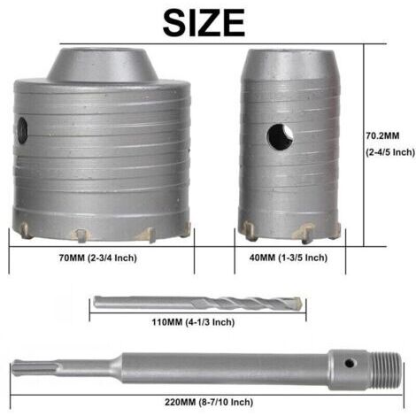 [JAMAIS UTILISÉ]Scie cloche murale 150 mm Ensemble de scie cloche murale électrique à marteau, rallonge à manche rond 22 x 200 mm