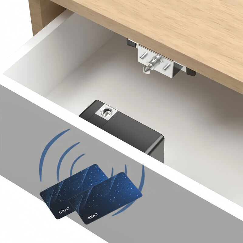 [NUNCA USADO] Cerradura inteligente para cajón con 2 tarjetas RFID, cerradura electrónica para armario de madera, oculta, para armario, cajón,