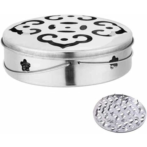 [JAMAIS UTILISÉ]Support de Bobine de Moustique en Acier Inoxydable, Support Bobine de Moustique Porte-encens avec couvercle et poignée, Conteneur rétro Support en métal pour Spirales d'insectes de Bob