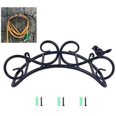 [JAMAIS UTILISÉ]Support de Tuyau Support Mural Support de Tuyau de Jardin Supports de Suspension et lustre fixés au Mur décoratif Support de Tuyau de Jardin en Fonte (35 x 17 x 15 cm, Noir)