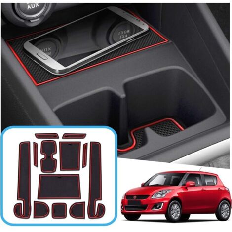 [JAMAIS UTILISÉ]Suzuki Swift/Sport/Hybrid 2017-2021 2022 Tapis antidérapants, tapis en caoutchouc Suzuki Swift pour accoudoir de console centrale, porte-gobelet, joint de porte (rouge)