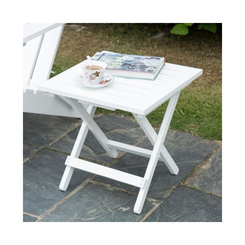 Dpzo - jamais UTILISÉ]Table de bistrot Blanc, Table d'appoint pliante en bois pour patio, petite table portable pour porche, cour, jardin 46x46x47 cm