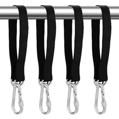 [JAMAIS UTILISÉ]Tenbrachian 4 Set di Sangle Hamac, 50 cm x 25 mm Sangles de Suspension pour Balançoire Arbre, Hamac Sangles Fixation de Balançoire Hamac de Jardin, avec 4 Mousquetons et 4 Anneaux en D