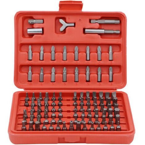[JAMAIS UTILISÉ]Tournevis Set de Réparation D'appareils Bit Set, Inviolable Tournevis Bit Set Hexagonale Tournevis Peu (100pcs, rouge)