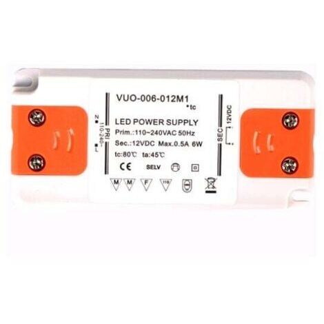 [JAMAIS UTILISÉ]Transformateur d'alimentation LED - 6 W, 12 V CC, 0,25 A - Tension constante pour bandes LED et ampoules LED G4, MR11 et MR16