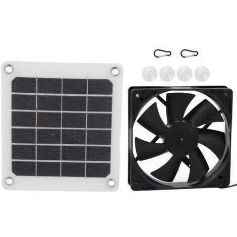 [JAMAIS UTILISÉ]Ventilateur de Panneau Solaire, 6V 10W IP65 étanche Extérieur Panneau d'alimentation Solaire Ventilateur D'extraction USB Charge pour Poulailler à Effet de Serre