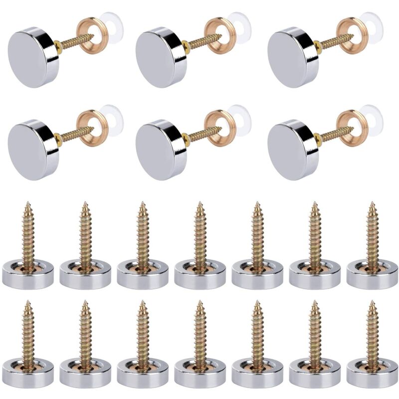 [JAMAIS UTILISÉ]Vis de Miroir avec les Capuchons Rondelles Décoratif Vis Couvercle Cap Clous Chrome Poli Décoratif Vis pour Bain Penderies Miroir
