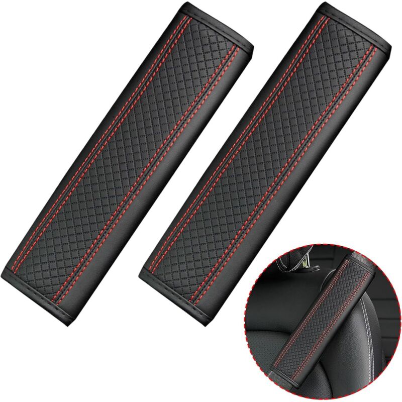[NUNCA USADO] Cinturón de seguridad para coche, 2 hombreras para cinturón de seguridad, para niños y adultos (negro y rojo)